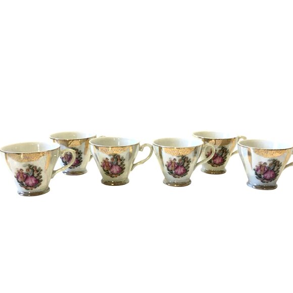 Vintage 17-Piece for 6‎ Crown Style Porcelain Coffee Set Floral Victorian Design - Picture 6 of 14